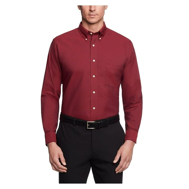 Camisa de vestir Van Heusen Oxford Solid Regular Fit para hombre Cayenne