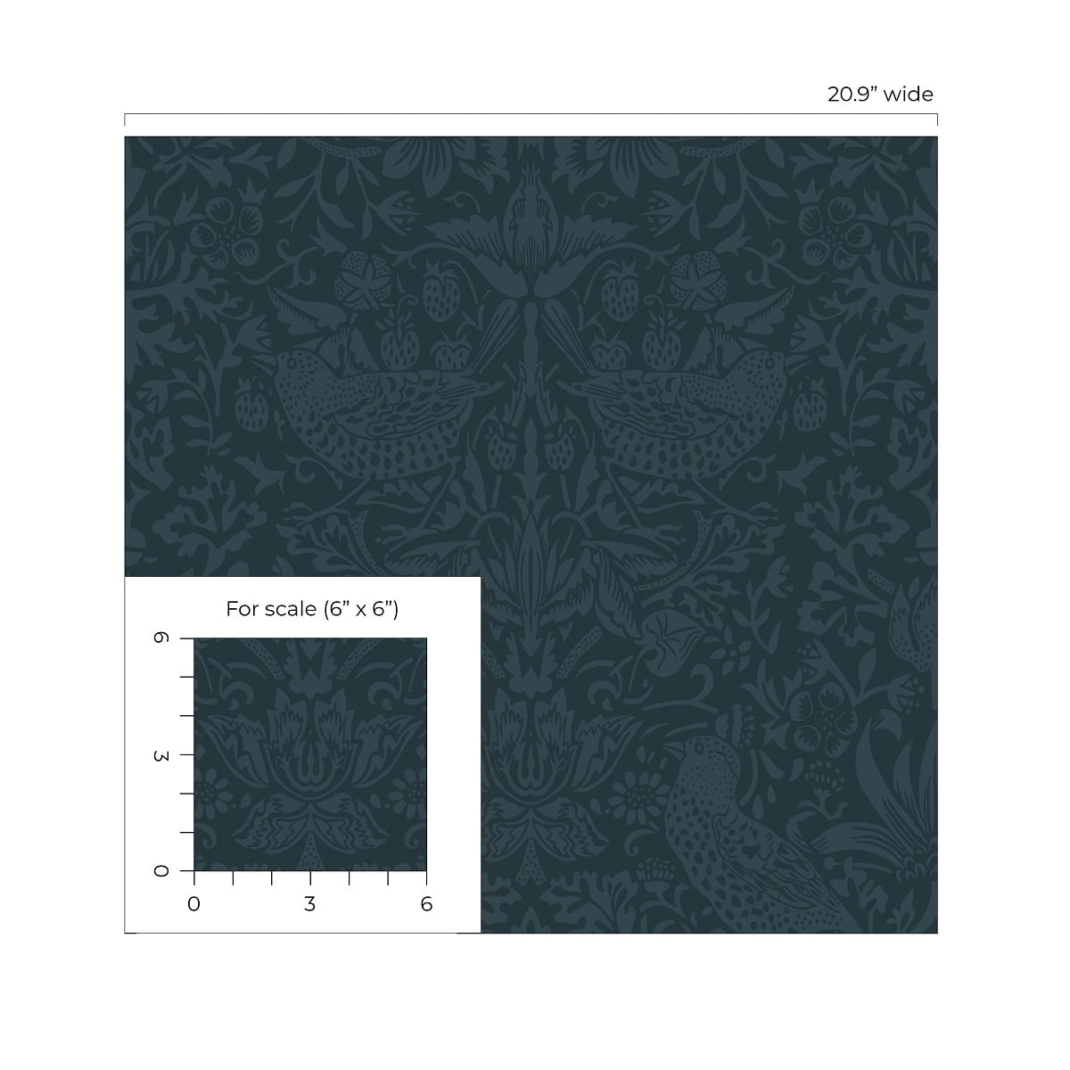 Seabrook Designs Slate Blue Tonal Bird Garden Prepasted Wallpaper - 20.9 in. W x 33 ft. L Roll