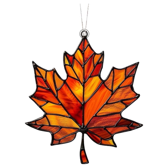 Acrylic Stained Glass Style Maple Leaf Window Hanging, Lightweight Stained Glass Suncatcher for Home Decor, Maple Leaf Wall Decoration, Ideal for Windows and Sunlit Spaces 8" x 6"