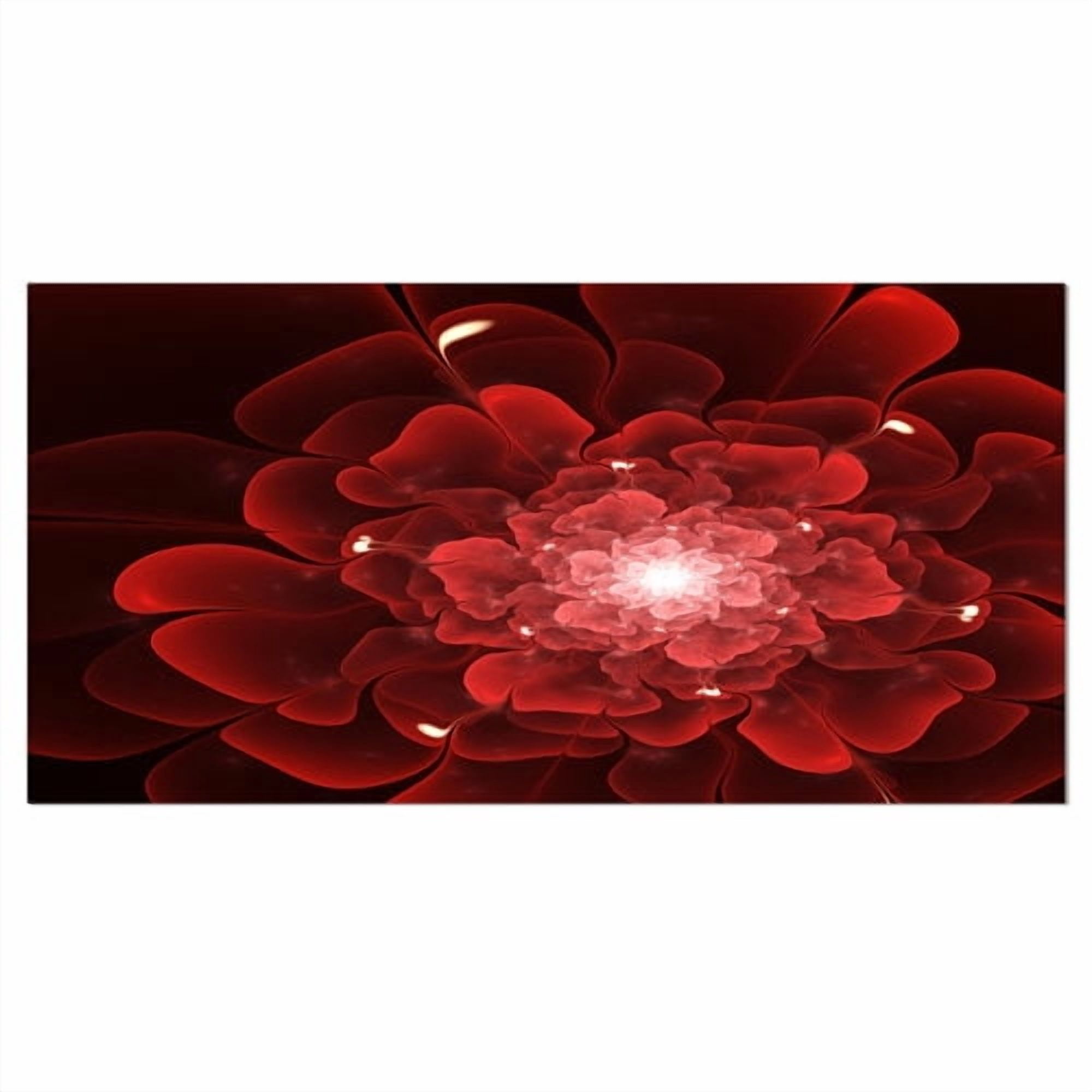 Designart 'Fractal Flower Clear Red Digital Art ' Floral Canvas Art Print