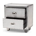 thumbnail image 4 of Silver Metal 2-Drawer Nightstand - Bedroom End Table with Storage, 4 of 11