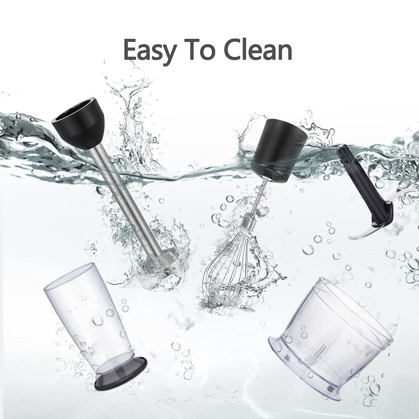 Powerful 800W 4 in 1 Hand Immersion Blender Set 12 Speeds Stainless Steel Handheld Stick Blender w/ Food Chopper Egg Whisk and Beaker