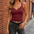 thumbnail image 5 of RFQWOVSR Womens Lace Trim Crop Tank Top V Neck Spaghetti Strap Sheer Mesh Clubwear XL, 5 of 5