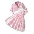 thumbnail image 2 of SONGGE Girls Floral Print Dress With Sheer Overlay And Jacket Summer Style Outfit Sets Toddlers Kids Back To School Breathable Clothes Sets, 2 of 8