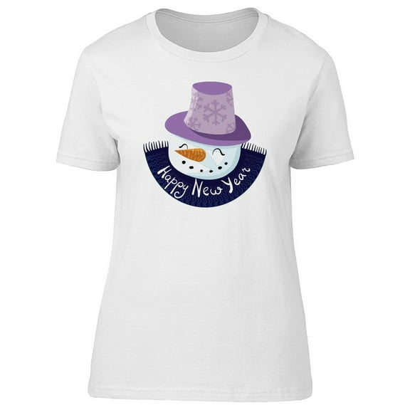 Snowmen Happy New Year Purple T-Shirt Women -Image by Shutterstock, Female XX-Large