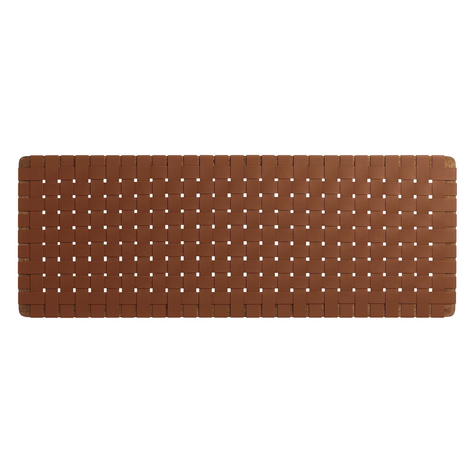 Sparta Weave Wall-Mount Vegan Leather Queen Headboard in Walnut Brown