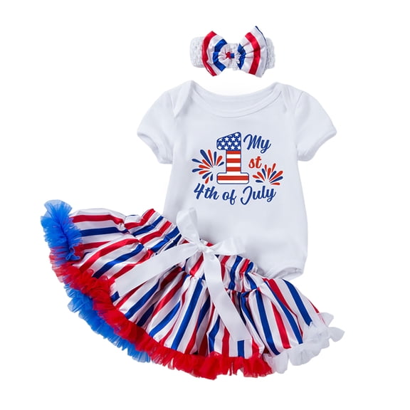 WUANDIXFA Newborn Summer Clothes 4th of July Baby Girl Outfits America 250 4th of July Outfits Baby Girl Newborn Girl Clothes 3-6 Months,Sky Blue