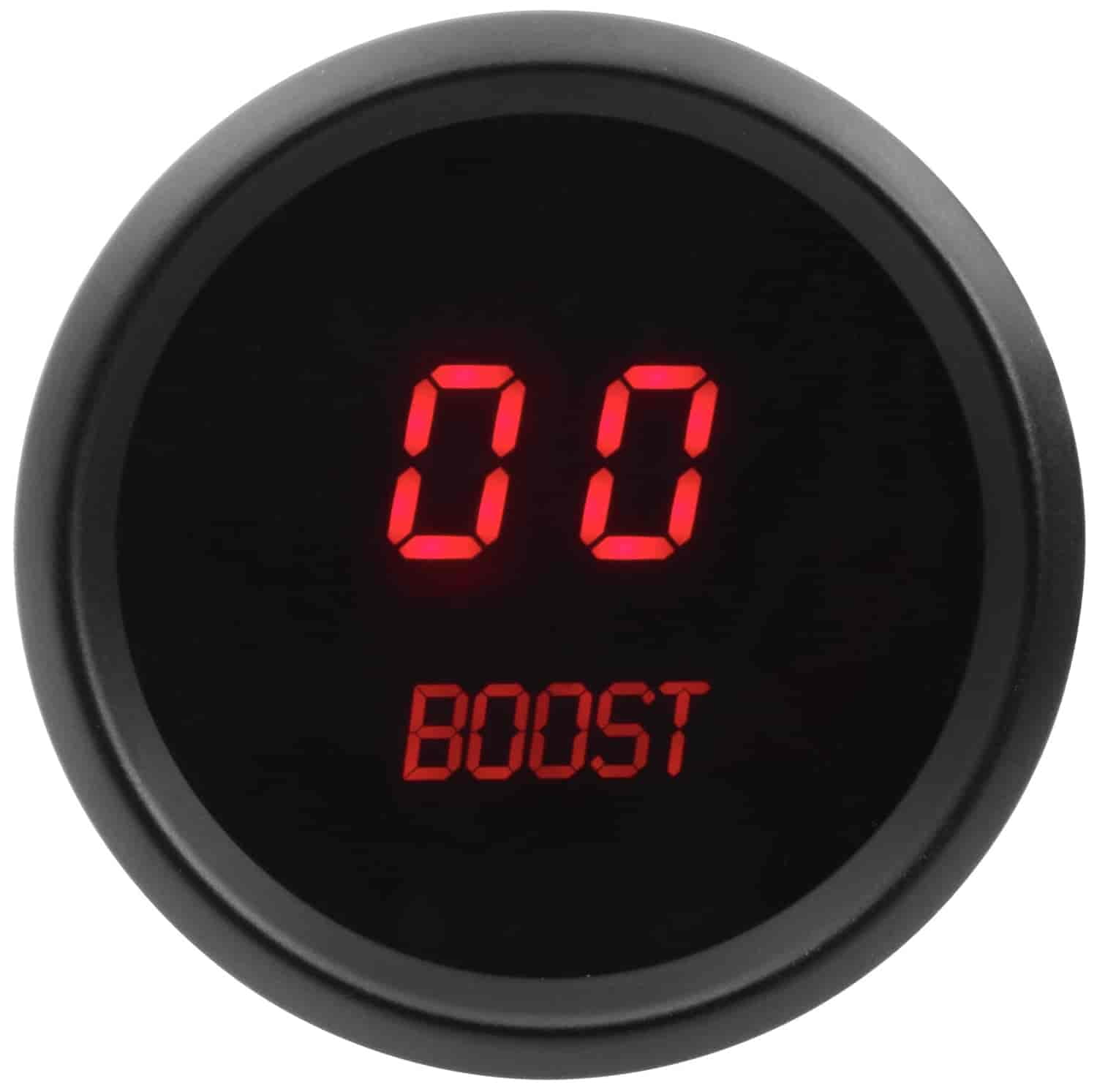 JEGS 41463 Boost Gauge LED Digital 030 PSI of Boost 2 1/16 in. Diameter Micropr