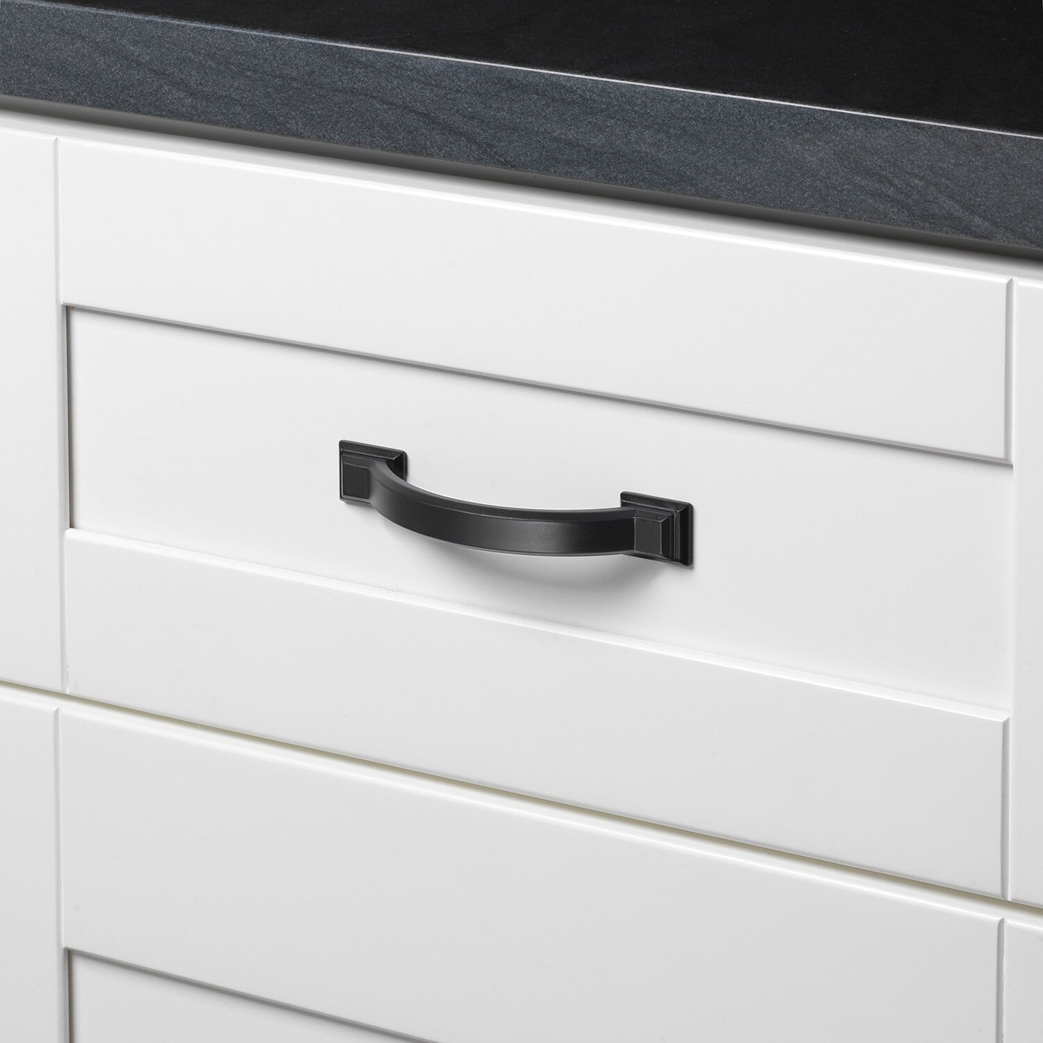GlideRite 3 in. Center Arched Square Pulls Cabinet Hardware Handles, Matte Black, Pack of 10