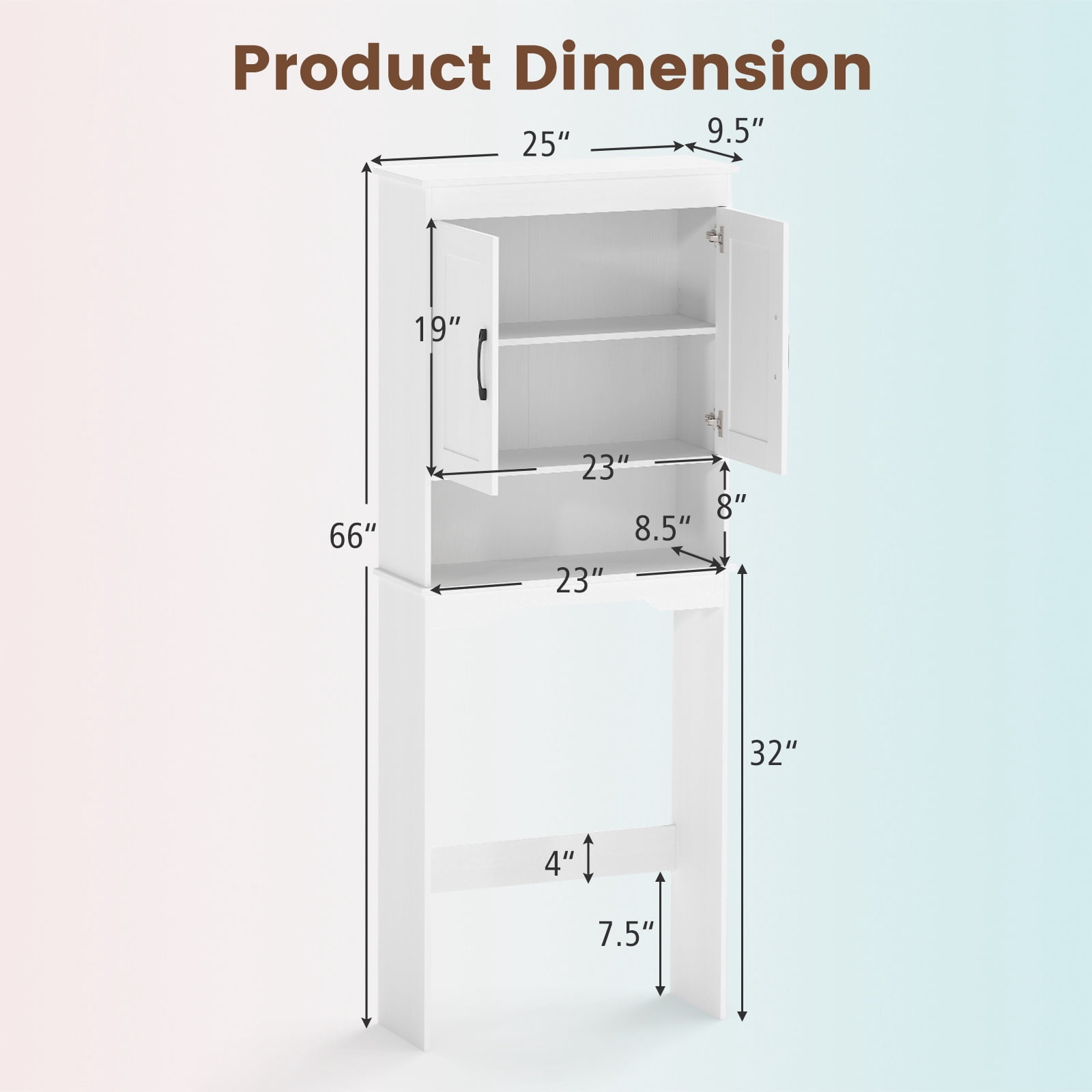 Costway Over The Toilet Storage Cabinet Bathroom Organizer w/ Adjustable Shelf