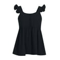 thumbnail image 5 of HAPIMO Women's Summer Tank Tops Solid Color Print Tops Square Neck Blouse Ruffle Ruched Trim Camisole Sleeveless Shirts for Girls Pleat Flowy Camis Vest Black XL, 5 of 9