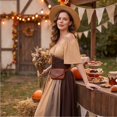 thumbnail image 3 of Plus Size Renaissance Dress, Medieval Dress for Women, Renaissance Dress Womens Medieval Ren Faire Costume Corset Victorian Ball Gowns Elegant Vintage Irish Dresses Halloween, Khaki M, 3 of 6