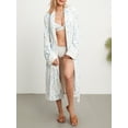 thumbnail image 3 of Gupgi Women Plush Bathrobe Winter Pajama Kimono Floral Print Fleece Long Robe Loungewear Spa Night Robe with Pockets, 3 of 9