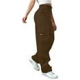 thumbnail image 2 of Bovemsi Cargo Pants Women Daily Elastic Waist Pockets Straight Solid Color Casual Loose Long Trousers Work Pants, 2 of 9