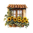 thumbnail image 3 of Adhesivos de pared 3D de PVC para ventana, girasol, planta en maceta, 40 x 40 cm, 3 of 4