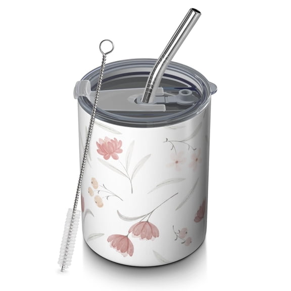 Floral 12oz Stainless Steel Coffee Mug – Double-Wall Insulated Cup with Spill-Resistant Lid, 360° Full-Print Design, Keeps Drinks Hot & Cold for Home, Office, Travel,Thanksgiving,Christmas, Spring