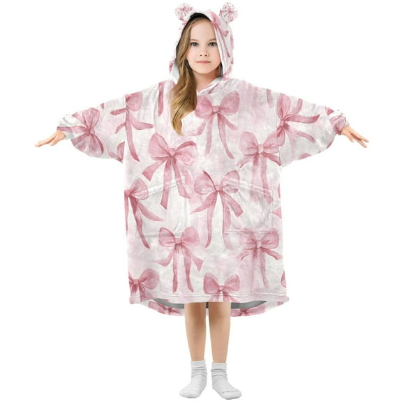 joogoo Wearable Blanket Hoodie for Watercolor Bow Oversized Sherpa Hooded 3-14 YR M