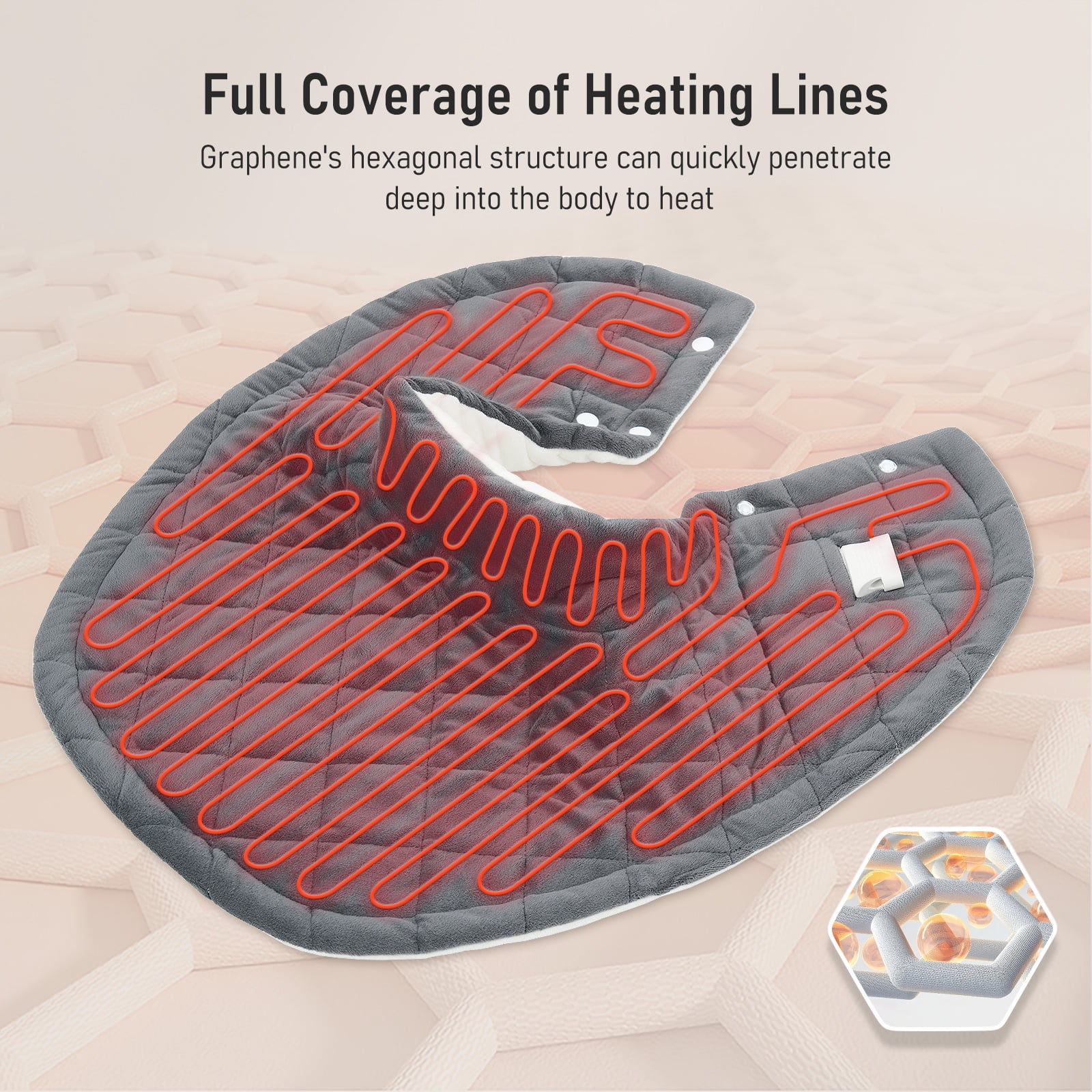 Entil Weighted Heating Pad for Shoulder and Neck, Heavy Duty, 9 Heating Levels, 2 Timers, Gray Crystal Super Soft Fabric, 24" x 24"