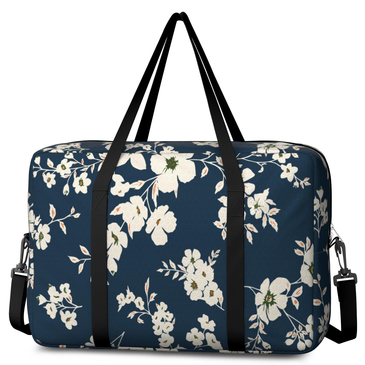 For Spirit Airlines Personal Item Bag 18x14x8 Inch, Floral Weekender Travel Bag, Foldable Travel Duffel Bag Underseat Carry on Bag with Luggage Sleeve for Women and Men 30L