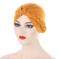 thumbnail image 4 of Bunenne Turbans for Women Head Wraps for Women Head Scarf Head Hat Cap Ethnic Cover Wrap Turban Ladies Multicolor Side Braid Hijab Hat Solid Color Baotou Muslim Hat Sleeping Cap A One Size, 4 of 4
