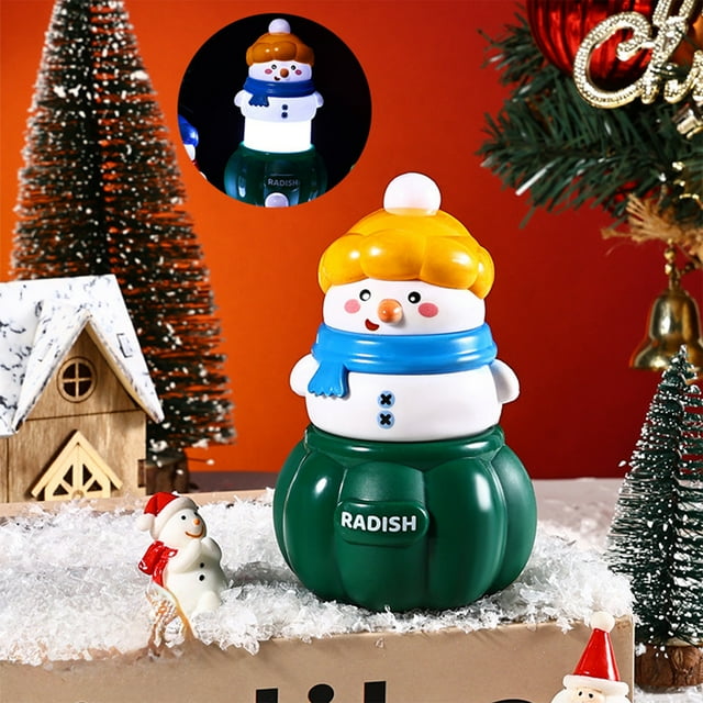 Lámpara Led Portátil de Noche con Forma de Muñeco de Nieve para Dormitorio Infantil | Diseño Colorido de Gorro y Bufanda de Punto | Decoración Navideña con Brillo Suave | Regalo para Fiestas Infantil