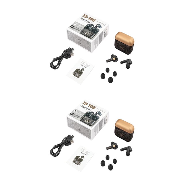 Sidaley Auriculares inalámbricos compatibles con Bluetooth 5,0, auriculares deportivos 9d, cancelación de ruido estéreo de alta Negro 2piezas