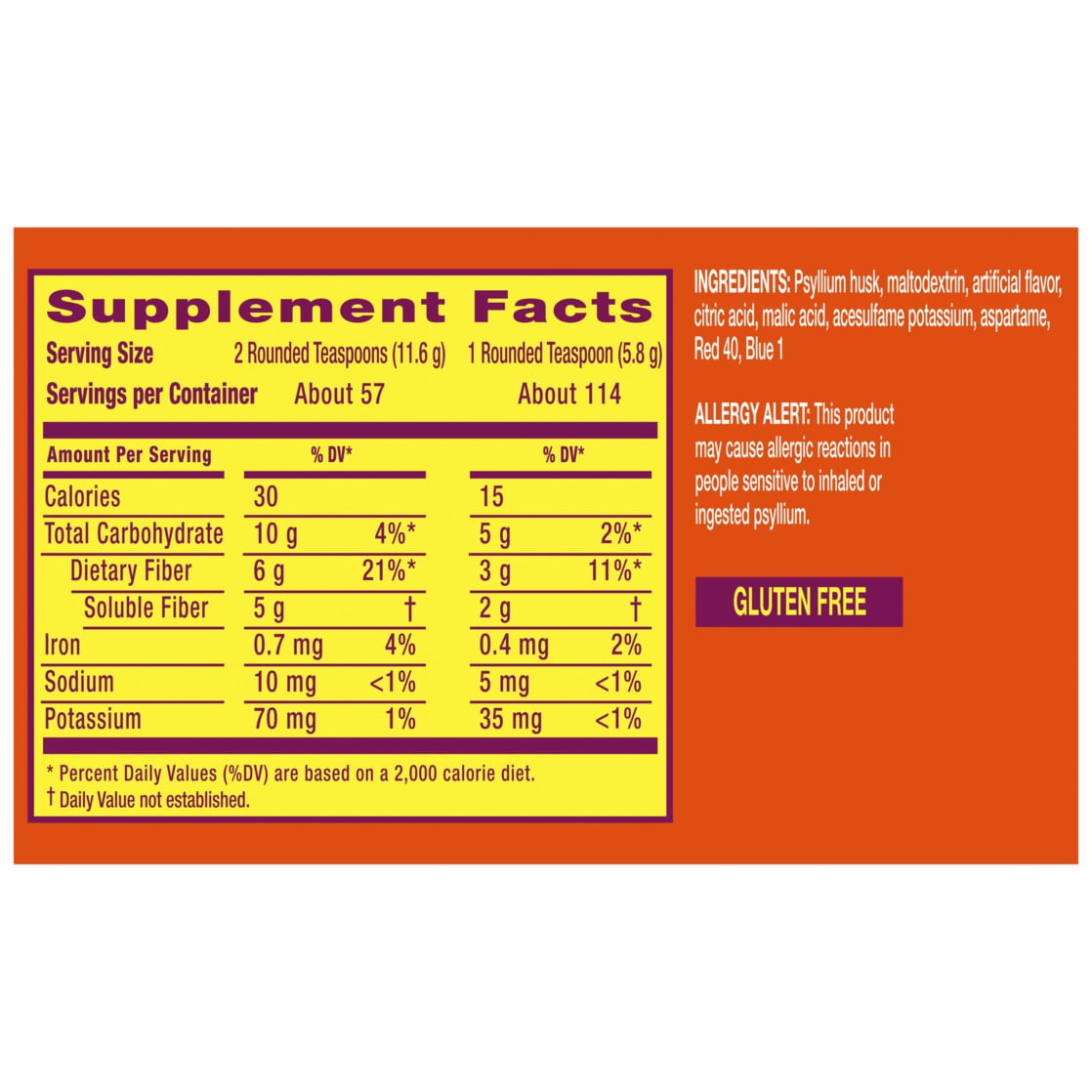 Metamucil Fiber Supplement, Sugar-Free, 4-in-1 Fiber Powder, Berry, 114 Servings