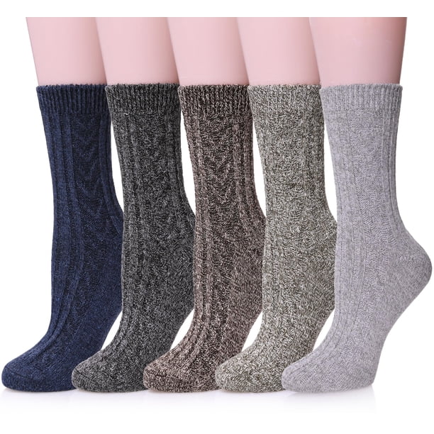 Calcetines de invierno MQELONG para mujer, 5 pares, algodón grueso y suave