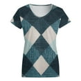 thumbnail image 5 of Teal Geometric Woven Textile Pattern Women's Blouse Short Sleeve Women's Top T-Shirt Spring Summer Clothes, 5 of 7