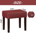 thumbnail image 4 of FAGAGA Two Leather Vanity Stool, Rectangle Ottoman Bench for Makeup Room, Vanity Chair with Wood Legs for Piano Room, Bedroom, Living Room | Red, 4 of 9