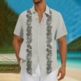 thumbnail image 3 of lcziwo Mens T-Shirts Linen Hawaiian Holiday Floral Print Lapel Blouse Big and Tall Casual Cozy Button Down Tee Gray XL, 3 of 6
