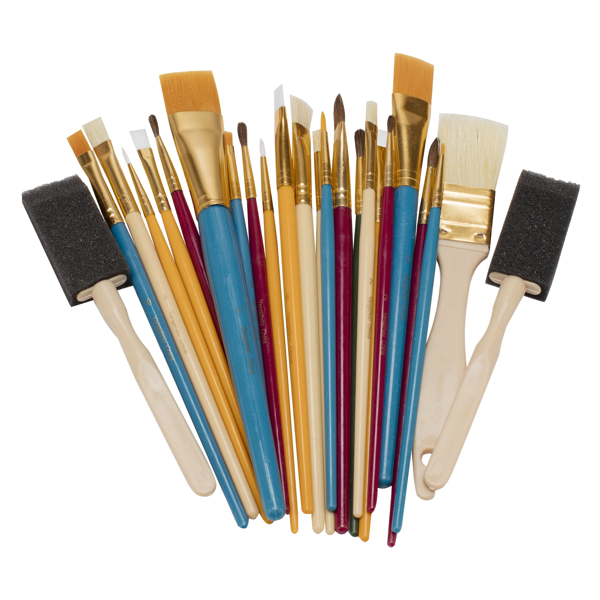 Oodles Of Brushes Economical Art Brush Set of 25 - Balanced Assortment Of Economical Brushes For Art, Craft, Hobby And Home