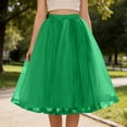 thumbnail image 6 of Hduncf Elegant Layered Tulle Skirt for Women Trendy Solid Color Summer Elastic High Waisted Puffy Midi Daily Party Skirts Green Free Size, 6 of 7