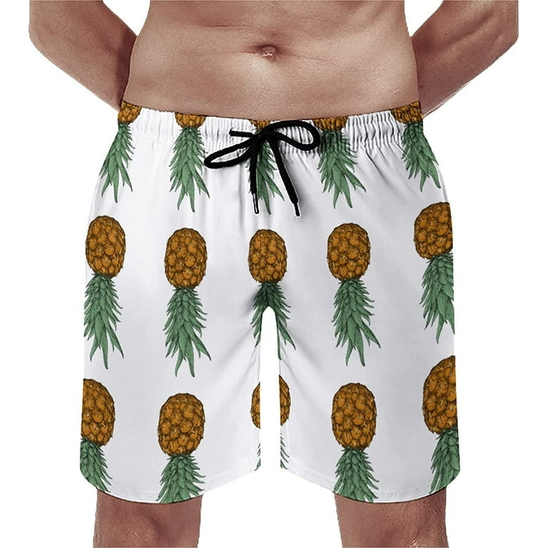 Men's Upside-Down-Pineapple Quick Dry Board Shorts with Mesh