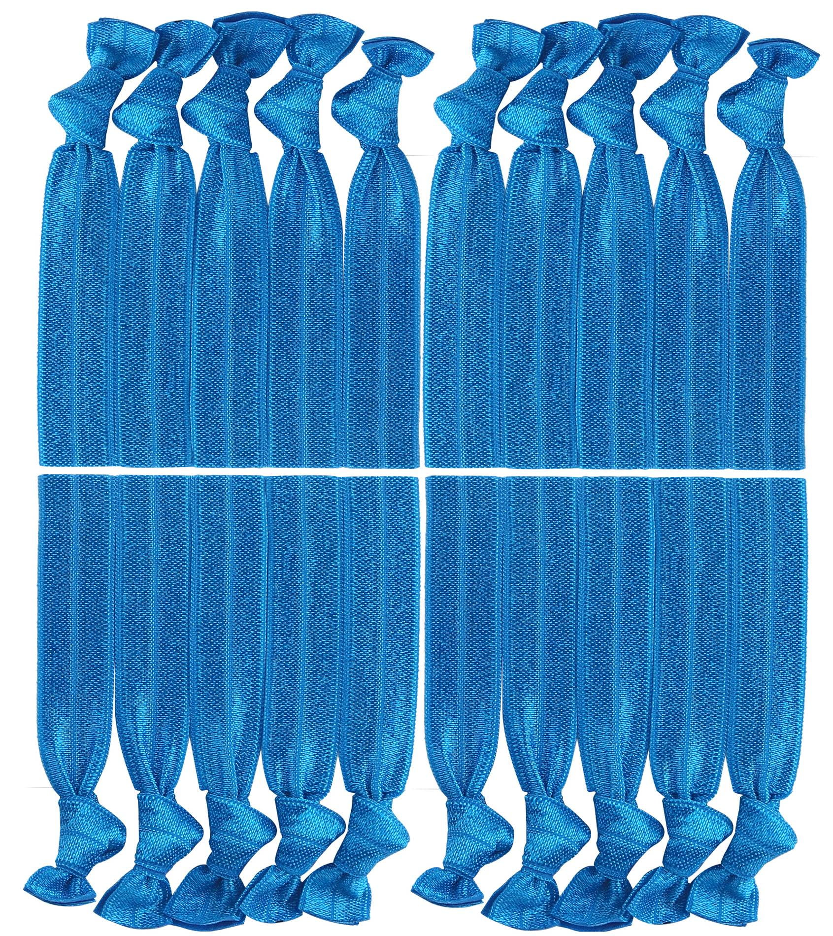 Hair Ties Blue Ponytail Holders - 20 Pack - No Crease Ouchless Elastic Styling Accessories Solid Pony Tail Holder Ribbon Bands