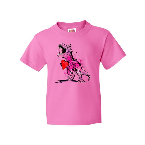 Inktastic Valentine's Day Graffiti T-rex with Heart Shaped Candy Box Youth T-Shirt