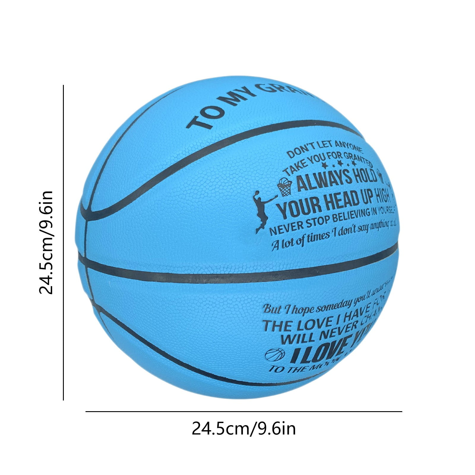 Kuroiy Basketball Leather Textured Size 7 | Motivational Quotes Printed | Indoor Outdoor Training Practice Ball | Grip Surface | 1 Piece | 24.5cm Diameter | 610g | Ideal Gift