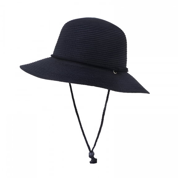 TELOLY Wide Brim Sun Hat with Wind Lanyard Upf Summer Straw Hats for Women
