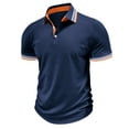 thumbnail image 3 of IYTR Mens T Shirts Summer Fitness Sport Daily Shirts Solid Color Comfy Casual Fashion Turndown Collar Short Sleeve T Shirts Blue XL, 3 of 6