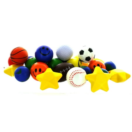 Ball Party Favors - Stress Ball Toy Assortment Lot of 25 Squeezable Relief Party Favors