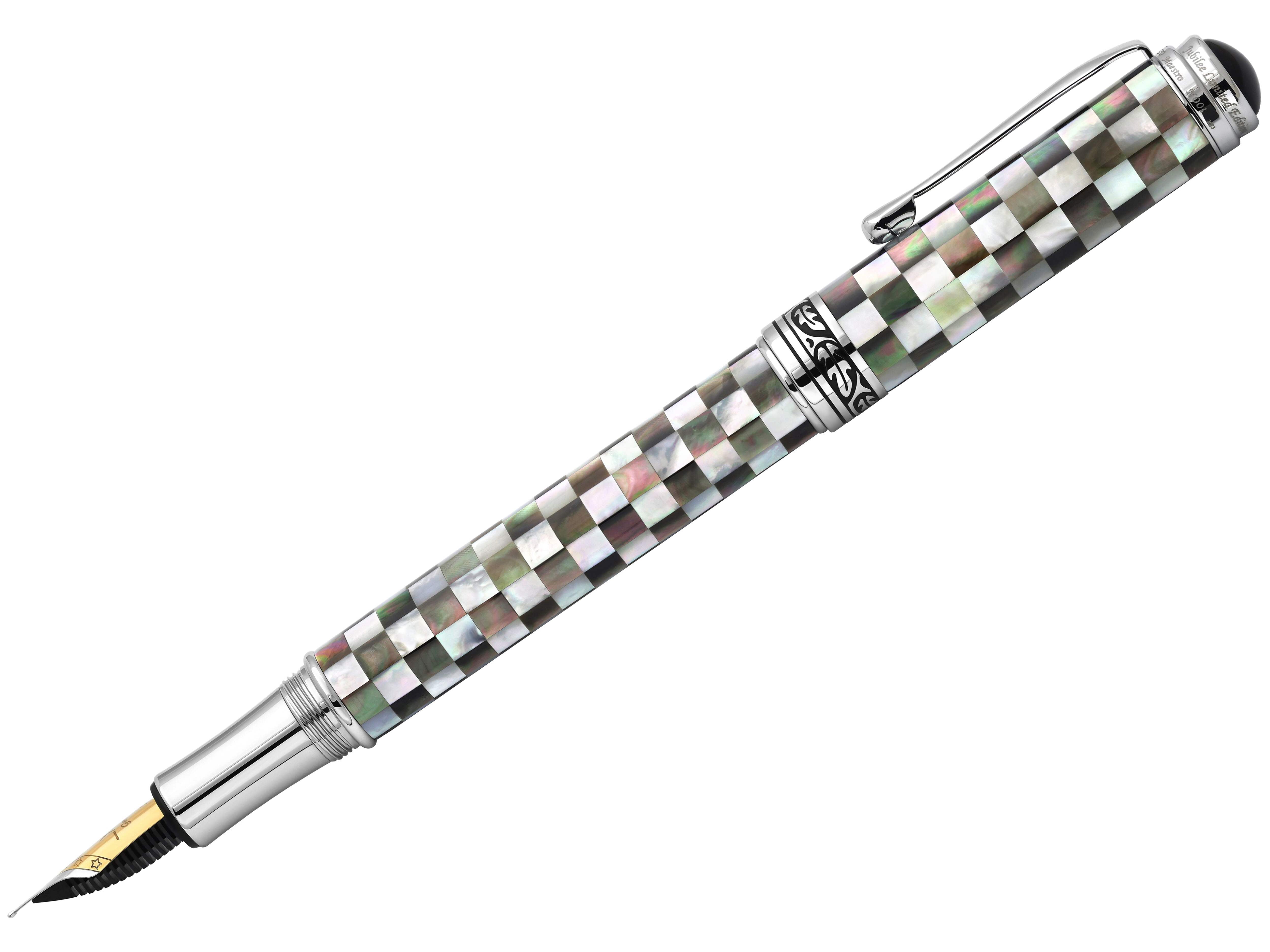Xezo Xezo Maestro® Jubilee Classic of The Ocean Fountain Pen (Medium Nib) - Black  White Mother of Pearl