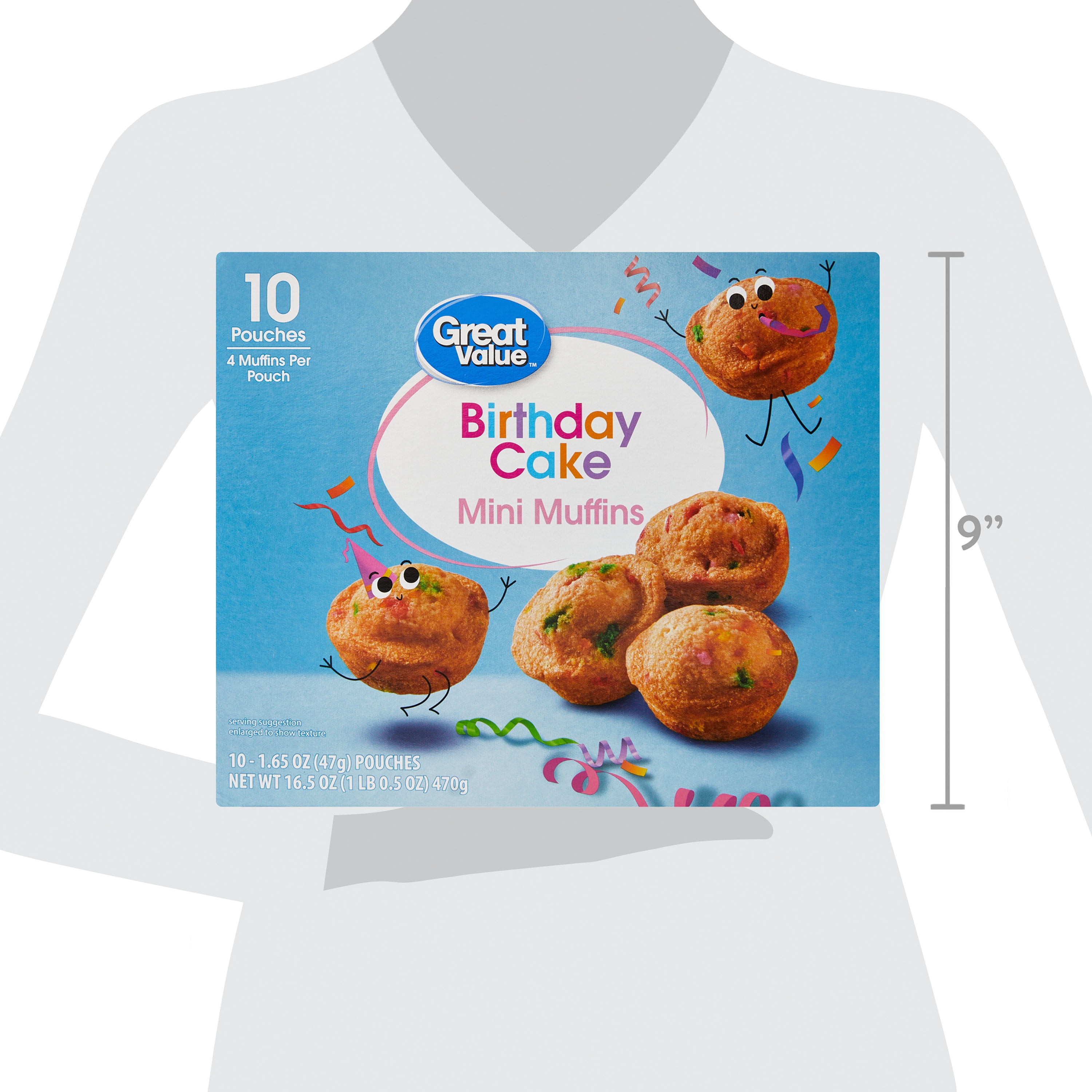 Great Value Birthday Cake Mini Muffins, 1.65 oz (10 count)