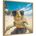 thumbnail image 4 of Kate and Laurel Sylvie Funny Animal Turtle Selfie Framed Canvas Wall Art by The Creative Bunch Studio, 22x22 Natural, Funny Cute Animal Art for Wall, 4 of 7
