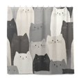 thumbnail image 2 of Yayeee Shower Curtain with Hooks 72"x72" Waterproof Fabric Bathroom Hanging Decor, Gray Cute Cats, 2 of 5