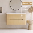 thumbnail image 3 of Emma 36" Wall-mounted Bathroom Vanity in Natural Oak with White Ceramic Basin, 3 of 12
