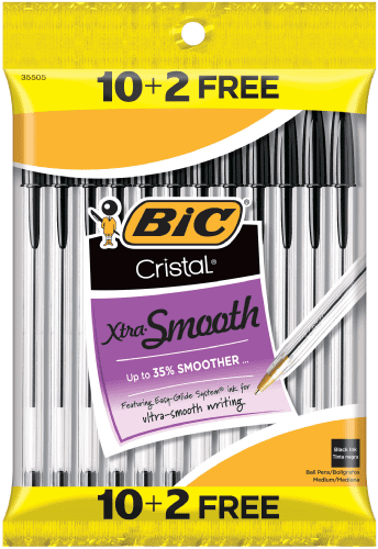 Pack of 2 Black 12 ea Details about   Bic Cristal Xtra-Smooth Ball Pen 