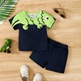 thumbnail image 2 of Toddler Boy Summer Clothes Summer Children's Fashion Splicing Design Cartoon Prints Short Sleeve and Shorts 2 Piece Set Toddler Boy Outfits Black 6 Months-12 Months, 2 of 7