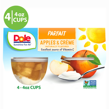 Dole Fruit Bowls Apples and Creme Parfait, 4.3 oz (4 Cups)-Pack Of 2