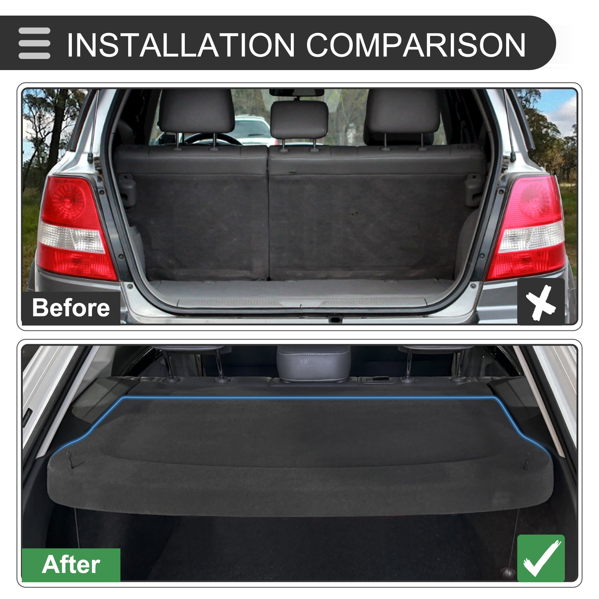 Unique Bargains Car Cargo Cover Board for Ford Fiesta 2013-2017 Tonneau Shield Parcel