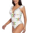 thumbnail image 3 of Yiaed Mardi Gras Carnival1 Print Women's Ruffled One Piece Swimsuit V Neck Swimwear Slimming Monokini for Woman-Medium, 3 of 8